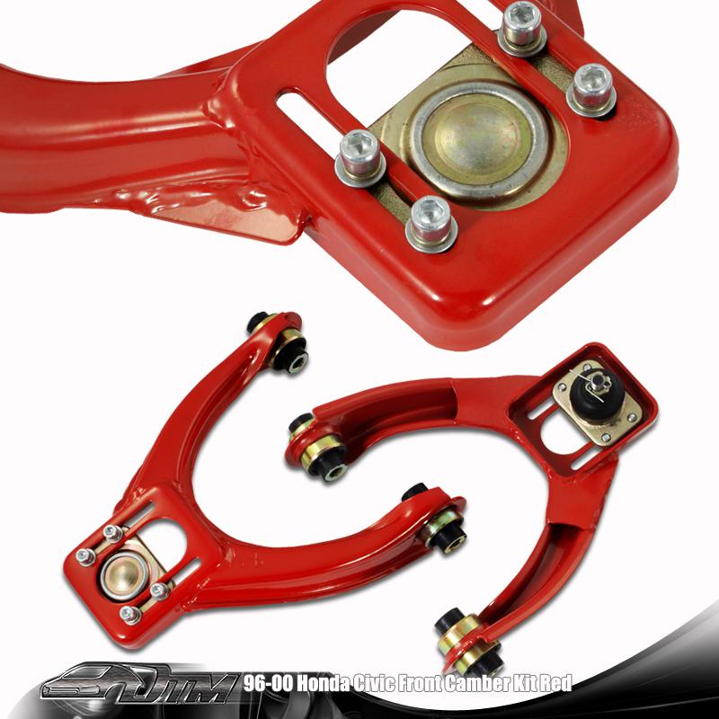 96-00 honda civic hatchback red adjustable front upper control arm camber kits