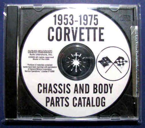 A complete 1953-1975 corvette chassis & body parts illustrated list on cd-rom