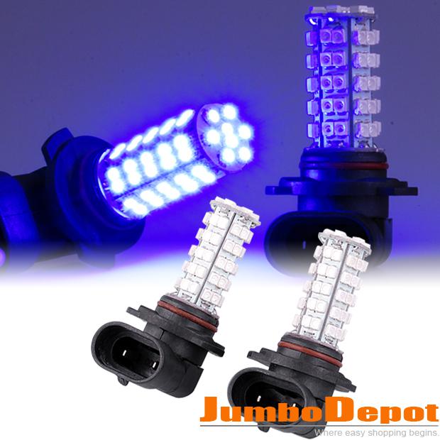 Pair of blue 9005 68-led daytime running/high beam light bulb for fog light lamp