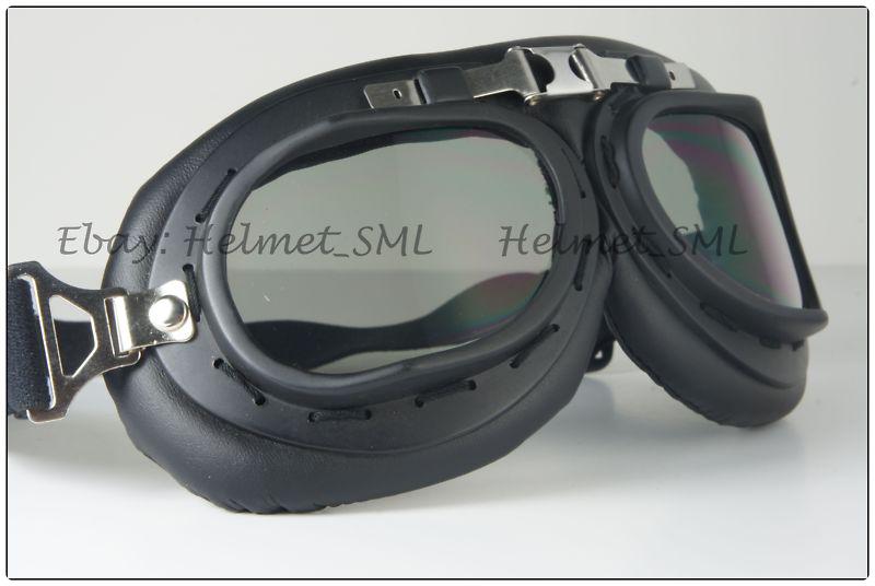 Goggle eye wear sunglasses matt black frame uv smokey lens for open face helmet 