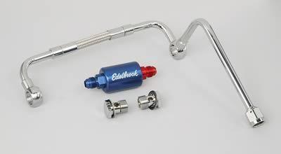 Edelbrock 8133 fuel line stainless thunder series avs blue filter -6 an inlet