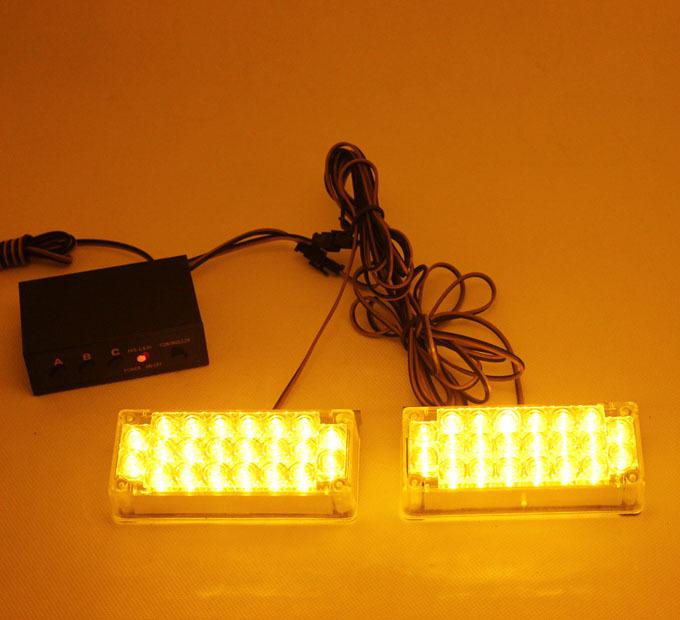 2 x 22 led amber auto strobe flash lights emergency grill warning light new 