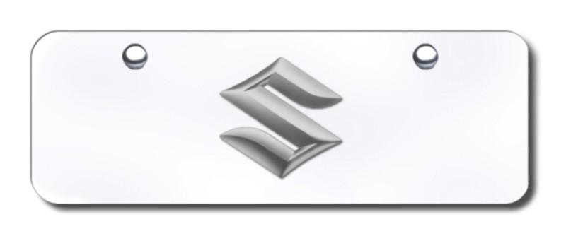 Suzuki logo chrome on chrome mini-license plate made in usa genuine
