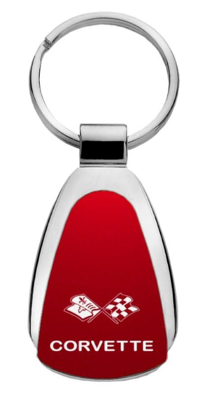Gm corvette c3 red teardrop keychain / key fob engraved in usa genuine
