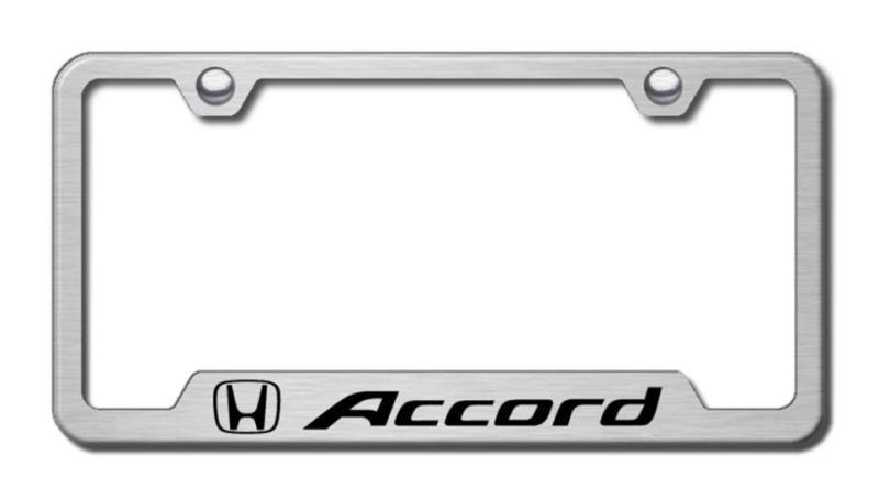 Honda accord laser etched brushed stainless cut-out license plate frame made in