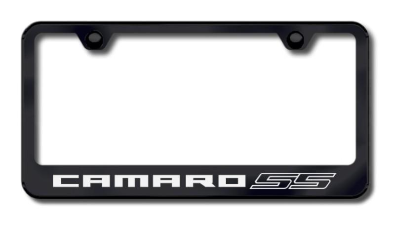 Gm camaro ss laser etched license plate frame-black made in usa genuine