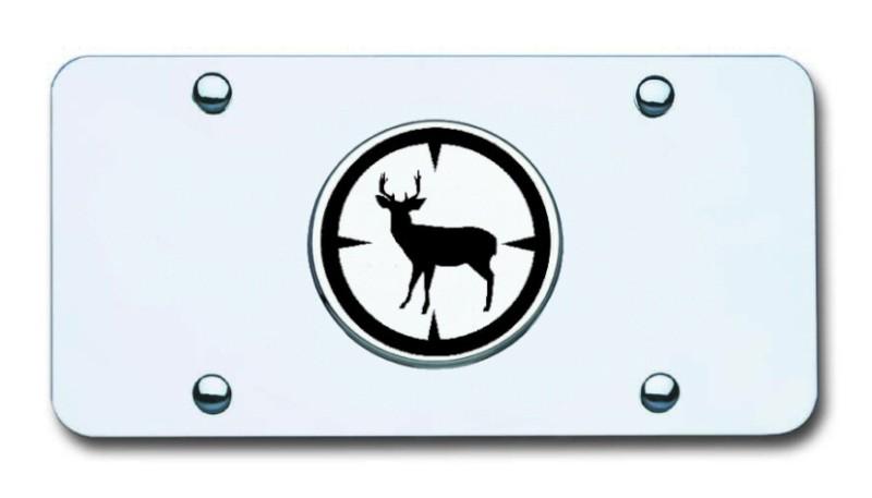 Deer hunter chrome on chrome license plate made in usa genuine