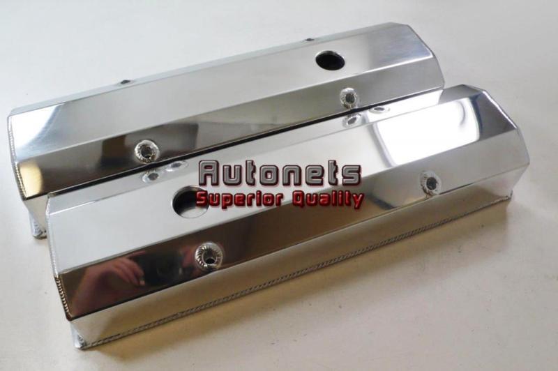 Small block chevy polished fabricated aluminum valve cover sbc 283-350 hot rod
