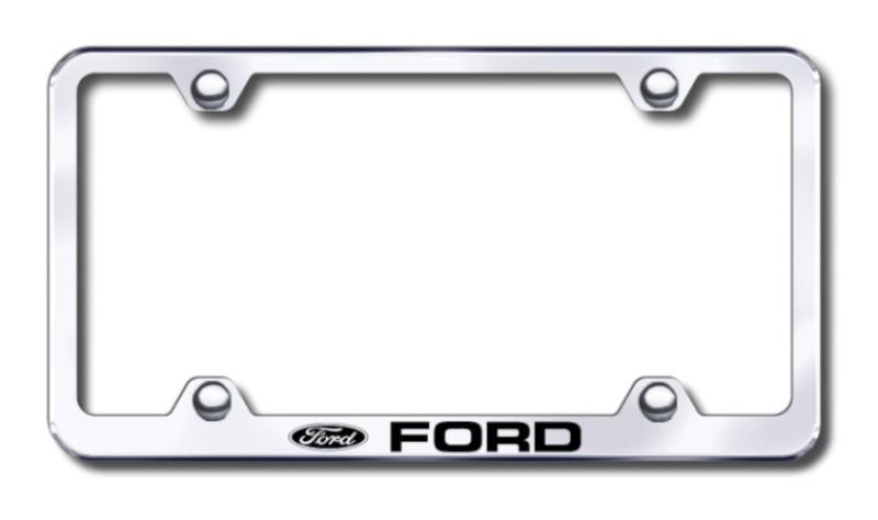 Ford wide body  engraved chrome license plate frame -metal made in usa genuine