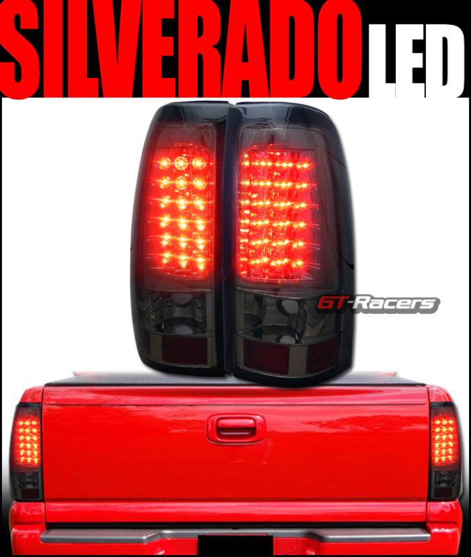 Smoke tint lens led tail lights lamps 1999-2002 2003 chevy silverado/sierra jy