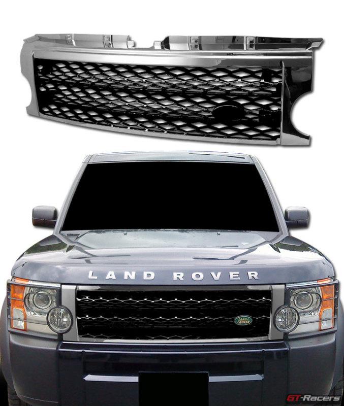Chrome/black mesh front hood bumper grill grille 05-09 land rover lr3 discovery
