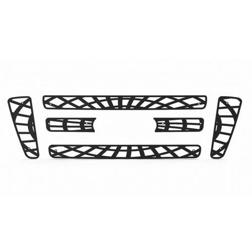 Ford f150 04-08 bar-style black spider web front metal grille trim cover insert