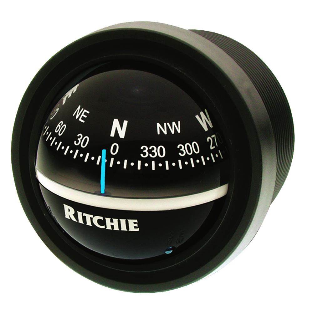 Ritchie v-57.2 black marine compass fits 3" instrument hole dash mount