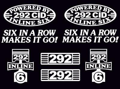 8 decal set 292 cid inline 6 engine straight six emblem stickers i6