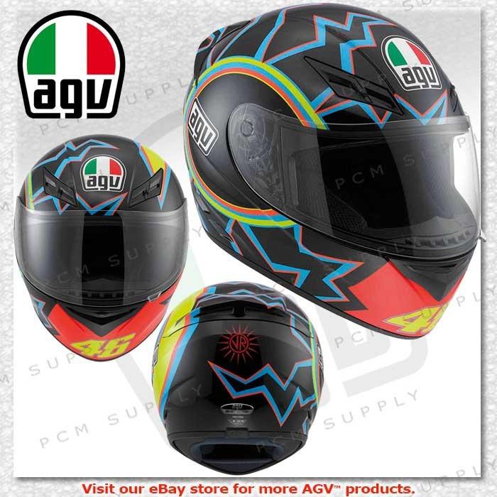 Agv k3 46 valentino rossi motorcycle street race helmet dot safety rated