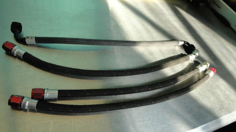 (4) 4an aeroquip starlite coolant -4an line hose 14" 15" 16" 45 90 deg fittings