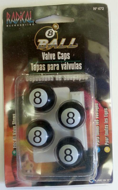 Valve stem caps / covers black 8 ball set of 4