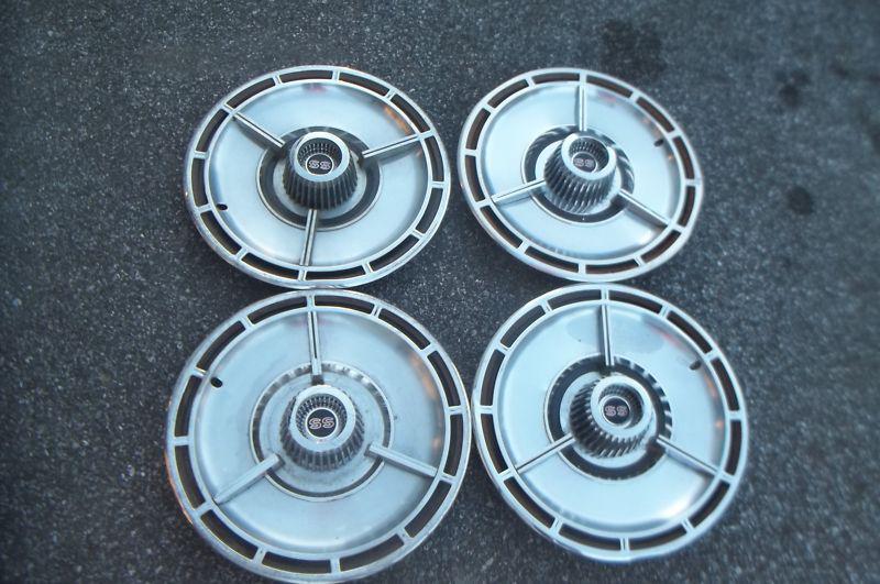 1964 chevrolet chevelle ss hubcaps wheel covers 14" set of 4 factory caps #3268