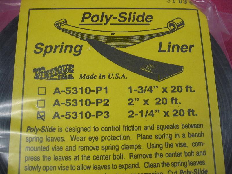 Poly-slide leaf spring liner 2-1/4" wide polyurethane