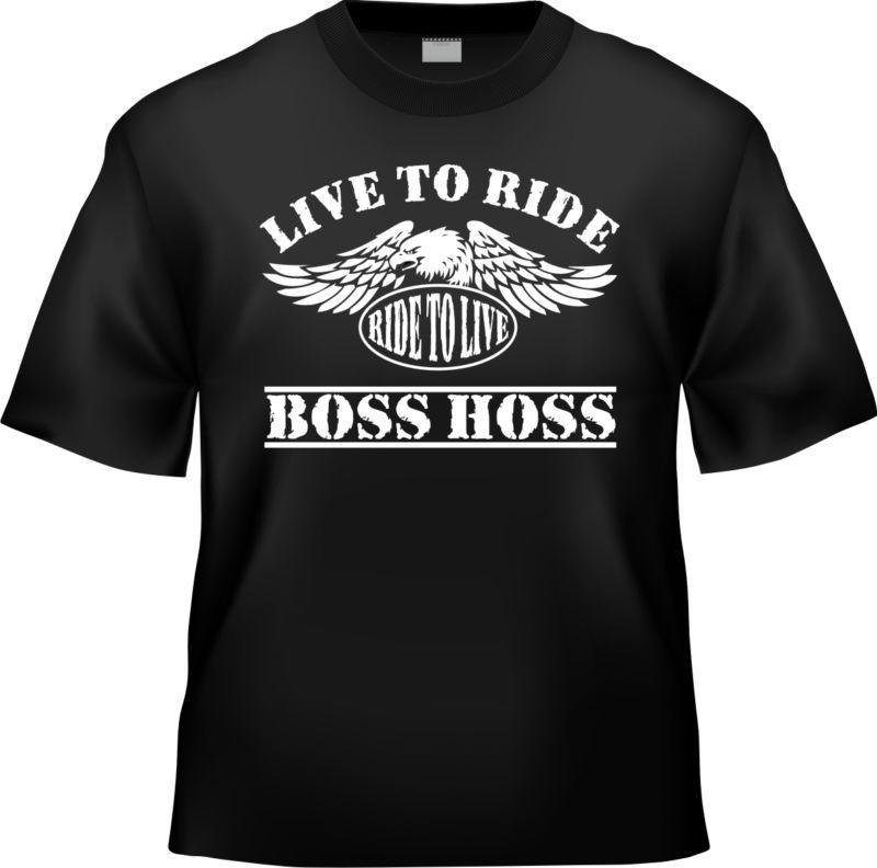 Boss hoss motorcycle chief black heavyweight t-shirt sizes l - 4xl