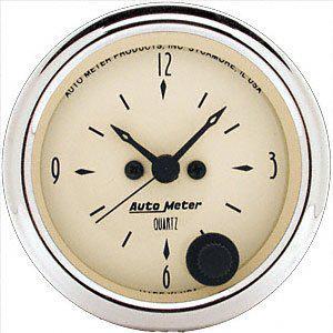 Auto meter antique 2-1/16in 12 volt short sweep elec quartz movement clock