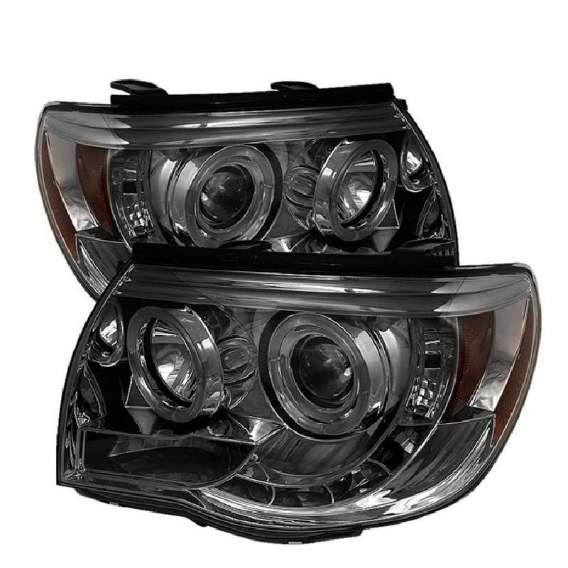 Tln autoparts toyota tacoma 05-10 halo led projector headlights - smoke