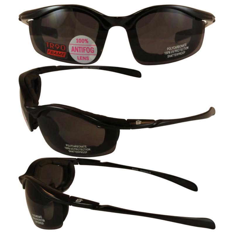 Birdz eyewear snipe padded riding sunglasses black frame smoke lens