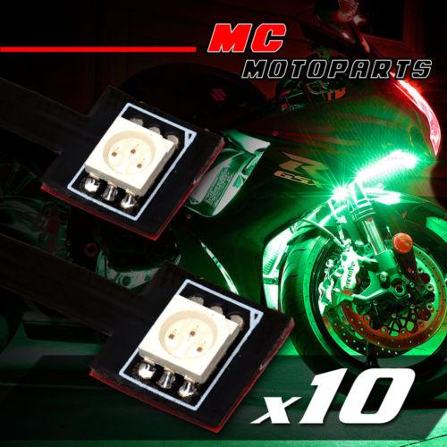 10 pcs green tiny frame smd led 5050 12v accent lights for bmw motorcycle