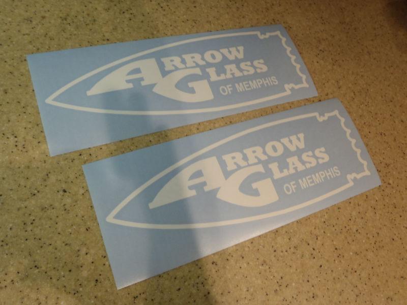 Arrow glass vintage boat decals 12" die-cut 2-pak free ship + free fish decal