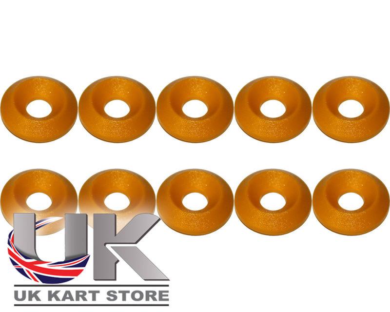 Kart plastic countersunk yellow m8 washers - pack of 10 - high quality