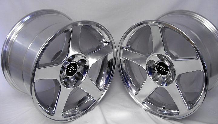Polished mustang ® replica 03 cobra wheels 17x9 & 17x10.5" svt 17 inch rims