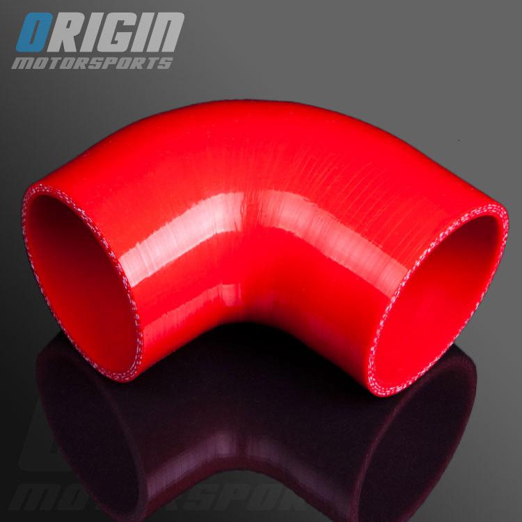 Red 4" to 4" 90 degree turbo intercooler silicone elbow hose 3ply id: 102mm