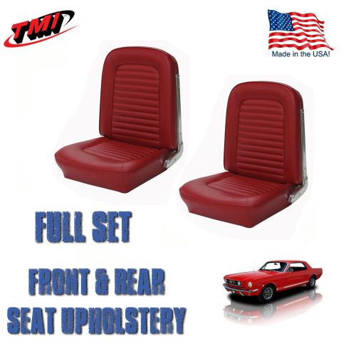 1966 ford mustang front/rear seat upholstery red vinyl in stock! made by tmi