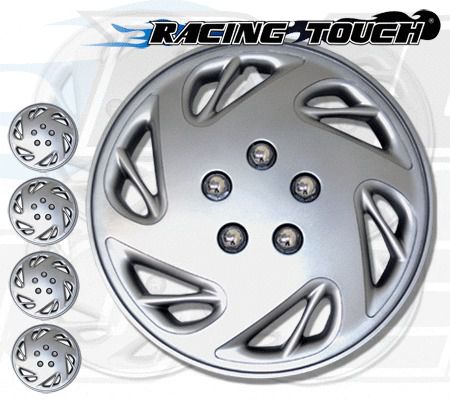 4pcs set 15&#034; inches metallic silver hubcaps wheel cover rim skin hub cap #054