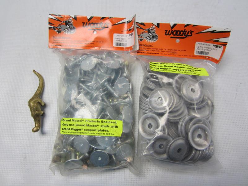 Woodys grand master track studs 1.075 5/16 with backing plates 84 pc new