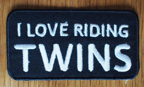 Motorcycle biker cloth patch badge leathers denim jacket i love riding twins