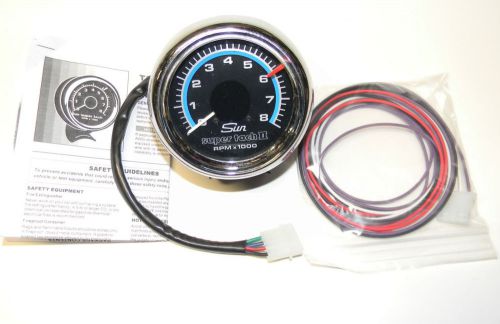 Vintage 1970s sun super tach ii tachometer cp 7901   blue line exc cond
