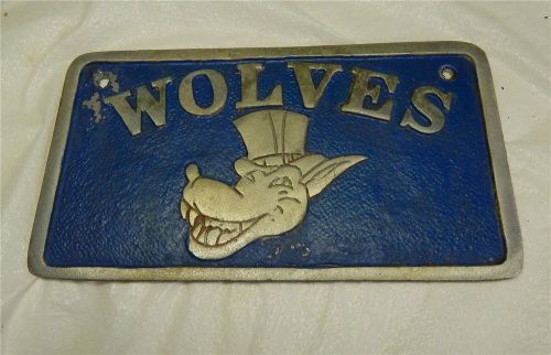 Vintage rat rod aluminum plaque &#034;wolves&#034; 1960&#039;s