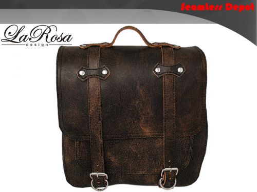 La rosa rustic brown leather postal harley softail bobber fender strut saddlebag