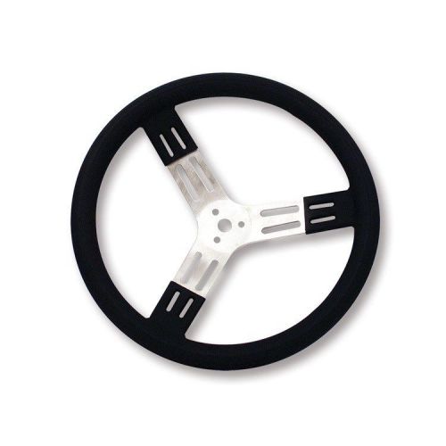 Longacre black 15&#034; aluminum steering wheel,bump grip,natural 2 3/4&#034; dish