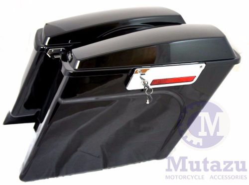 Mutazu complete assembled extended stretched hard saddle bags fit harley touring