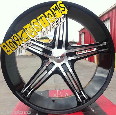 22" inch forte 56 black wheels rims tires 6x127 22x9.5 envoy denali 2005-2009
