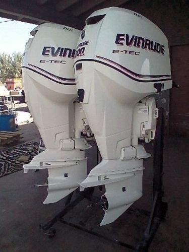 2011 pair of evinrude e-tec 200hp high output outboard motors, etec 225, 250
