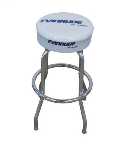 Brp evinrude e-tec 30&#034; white bar stool w/steel chrome base