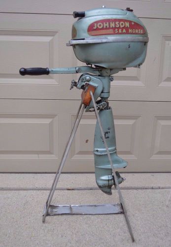 ~runs~ vintage 1946-49 johnson seahorse outboard motor td-20 5 hp 1940&#039;s &amp; stand