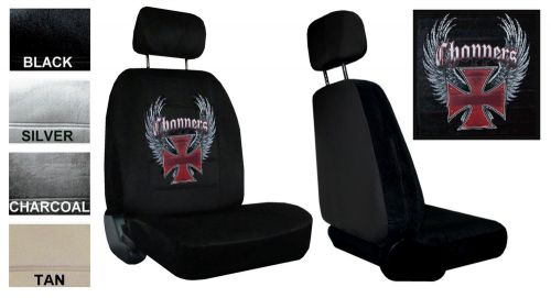Choppers red iron cross wings 2 low back bucket car truck suv seat covers pp 3a