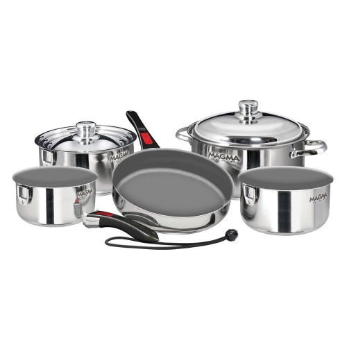 Magma 10-piece ss gourmet &#034;nesting&#034; induction cookware non-stick # a10-366-ind