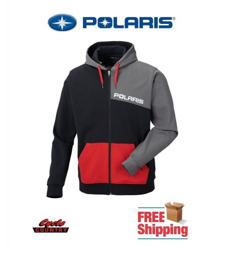 Polaris men&#039;s color-blocked hoodie zip fleece lined black gray red rzr rmk ace