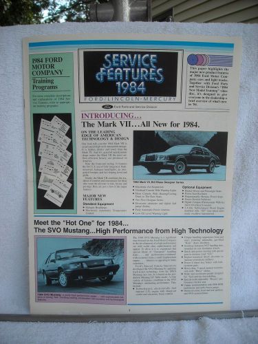 1984 ford lincoln mercury service features paper, svo mustang mark vii