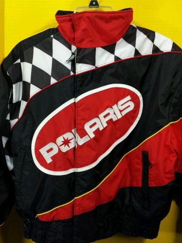 Polaris boys red black insulated snowmobile jacket coat size xl 18 euc made usa